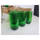 Lot of Glassware - Green Glasses (Large and Small), Daisy Snack Set, Glass Lampshade, and More! NO SHIPPING