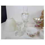 Lot of Glassware - Green Glasses (Large and Small), Daisy Snack Set, Glass Lampshade, and More! NO SHIPPING