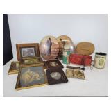 Lot of Vintage Décor - TV Lamp, Framed Lithos, Covered Basket, and More - NO SHIPPING