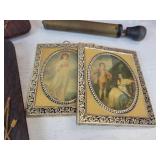 Lot of Vintage Décor - TV Lamp, Framed Lithos, Covered Basket, and More - NO SHIPPING