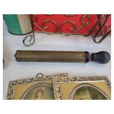 Lot of Vintage Décor - TV Lamp, Framed Lithos, Covered Basket, and More - NO SHIPPING