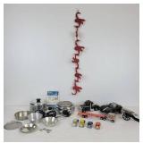 Lot of Vintage Toys - Giant Monkeys in a Barrel, "Little Lady" Cookware Set, Tonka Toy, and More!