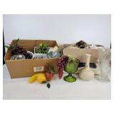 Lot of Vintage Home Décor - Includes Vases, Artificial Fruit, and More! NO SHIPPING