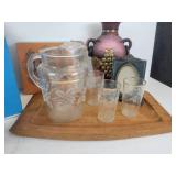 Lot of Vintage Treasures - Pitcher & Glasses, Serving Tray, Battery Operated Camping Light, and More! NO SHIPPING