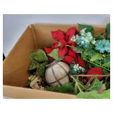 Lot of (16) Silver Charger Plates and Box of Silk Flowers and Home Décor - NO SHIPPING