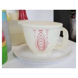 Lot of Vintage Kitchen Tools, Cups, and Containers - Includes Tupperware and Melmac!