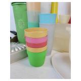 Lot of Vintage Kitchen Tools, Cups, and Containers - Includes Tupperware and Melmac!