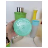 Lot of Vintage Kitchen Tools, Cups, and Containers - Includes Tupperware and Melmac!