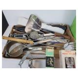 Lot of Vintage Kitchen Tools, Cups, and Containers - Includes Tupperware and Melmac!