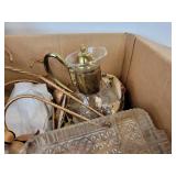 Lot of Vintage and Modern Home Décor Pieces - Glassware, Display Stands, Silver-Toned Serving Pieces, and More - NO SHIPPING