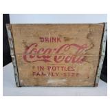 Vintage Coca-Cola Family Size Bottle Crate and Patriotic-Themed Embossed Tin Garbage Can