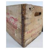 Vintage Coca-Cola Family Size Bottle Crate and Patriotic-Themed Embossed Tin Garbage Can
