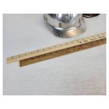 Vintage Helmet, Brass-Base Lamp, and Pair of Yard Sticks - NO SHIPPING