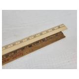 Vintage Helmet, Brass-Base Lamp, and Pair of Yard Sticks - NO SHIPPING