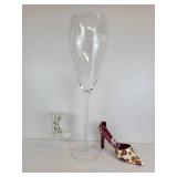 Oversized Wine Glass with High-Heeled Wine Bottle Holder and More