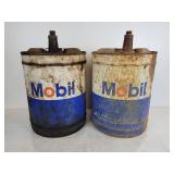 Pair of Mobil Oil Cans - NO SHIPPING