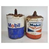 Pair of Mobil Oil Cans - NO SHIPPING