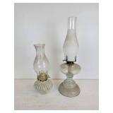 Pair of Oil Lamps with Chimneys - NO SHIPPING
