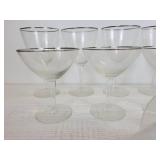 (5) Champagne/Tall Sherbet Glasses and (8) Wine Glasses - Platinum Rimmed? NO SHIPPING