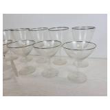 (5) Champagne/Tall Sherbet Glasses and (8) Wine Glasses - Platinum Rimmed? NO SHIPPING