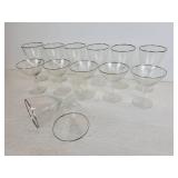 (5) Champagne/Tall Sherbet Glasses and (8) Wine Glasses - Platinum Rimmed? NO SHIPPING