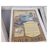 (120+) Vintage Magazine Ads from the 1920s to 1950s - All are Cardboard Backed and Plastic Sleeved - Topics are Shoes, Food, Cleaners and More