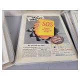 (120+) Vintage Magazine Ads from the 1920s to 1950s - All are Cardboard Backed and Plastic Sleeved - Topics are Shoes, Food, Cleaners and More