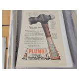 (120+) Vintage Magazine Ads from the 1920s to 1960s - Most are Cardboard Backed and Plastic Sleeved - Topics are Tobacco, Tools, Food and More