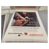 (125+) Vintage Magazine Ads from the 1930s to 1960s - All are Cardboard Backed and Plastic Sleeved - Topics are Gas & Oil, Tires, Automobiles, Transportation, Appliances and Beverages