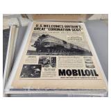 (125+) Vintage Magazine Ads from the 1930s to 1960s - All are Cardboard Backed and Plastic Sleeved - Topics are Gas & Oil, Tires, Automobiles, Transportation, Appliances and Beverages