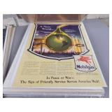 (125+) Vintage Magazine Ads from the 1930s to 1960s - All are Cardboard Backed and Plastic Sleeved - Topics are Gas & Oil, Tires, Automobiles, Transportation, Appliances and Beverages