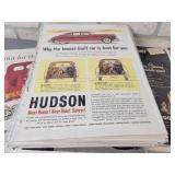 (125+) Vintage Magazine Ads from the 1930s to 1960s - All are Cardboard Backed and Plastic Sleeved - Topics are Gas & Oil, Tires, Automobiles, Transportation, Appliances and Beverages