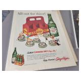 (125+) Vintage Magazine Ads from the 1930s to 1960s - All are Cardboard Backed and Plastic Sleeved - Topics are Gas & Oil, Tires, Automobiles, Transportation, Appliances and Beverages