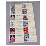 Vintage Uncut Salesman Sample Sheet of Pin-up Girl Ink Blotters - Overall Approx. 13" x 21.5"