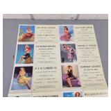 Vintage Uncut Salesman Sample Sheet of Pin-up Girl Ink Blotters - Overall Approx. 13" x 21.5"