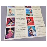 Vintage Uncut Salesman Sample Sheet of Pin-up Girl Ink Blotters - Overall Approx. 13" x 21.5"