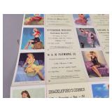 Vintage Uncut Salesman Sample Sheet of Pin-up Girl Ink Blotters - Overall Approx. 13" x 21.5"