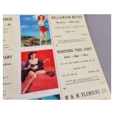 Vintage Uncut Salesman Sample Sheet of Pin-up Girl Ink Blotters - Overall Approx. 13" x 21.5"