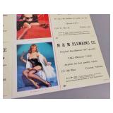 Vintage Uncut Salesman Sample Sheet of Pin-up Girl Ink Blotters - Overall Approx. 13" x 21.5"