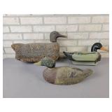 (3) Vintage Carved Wood / Cork Duck Decoys