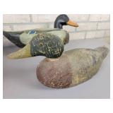 (3) Vintage Carved Wood / Cork Duck Decoys