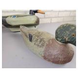 (3) Vintage Carved Wood / Cork Duck Decoys