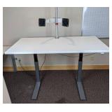 Sit Stand Height-Adjustable Electric Office Desk with Dual Monitor Arms