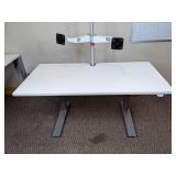 Sit Stand Height-Adjustable Electric Office Desk with Dual Monitor Arms