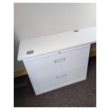 White Computer Desk/Work Station with 2-Drawer File Cabinet