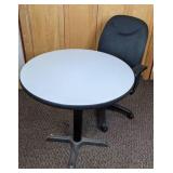 30 in. Round Table and Black Rolling Office Chair