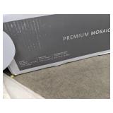 Assortment of (2) Fired Earth Glass Works Glass Shelves and (38) Allen + Roth, Ceremonial Festive Whites Mosaic, Premium Mosaics and Other Tiles