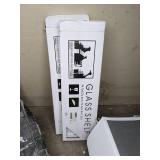 Assortment of (2) Fired Earth Glass Works Glass Shelves and (38) Allen + Roth, Ceremonial Festive Whites Mosaic, Premium Mosaics and Other Tiles