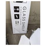 Assortment of (2) Fired Earth Glass Works Glass Shelves and (38) Allen + Roth, Ceremonial Festive Whites Mosaic, Premium Mosaics and Other Tiles