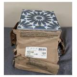 Gorgeous 8x8 Alhambra Blue Ink Dot Geometric Pattern Encaustic Style Heavy Duty Ceramic Wall Floor Tile